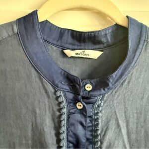 Mason's Blue Two-Tone Maxi Dress with Braid Trim